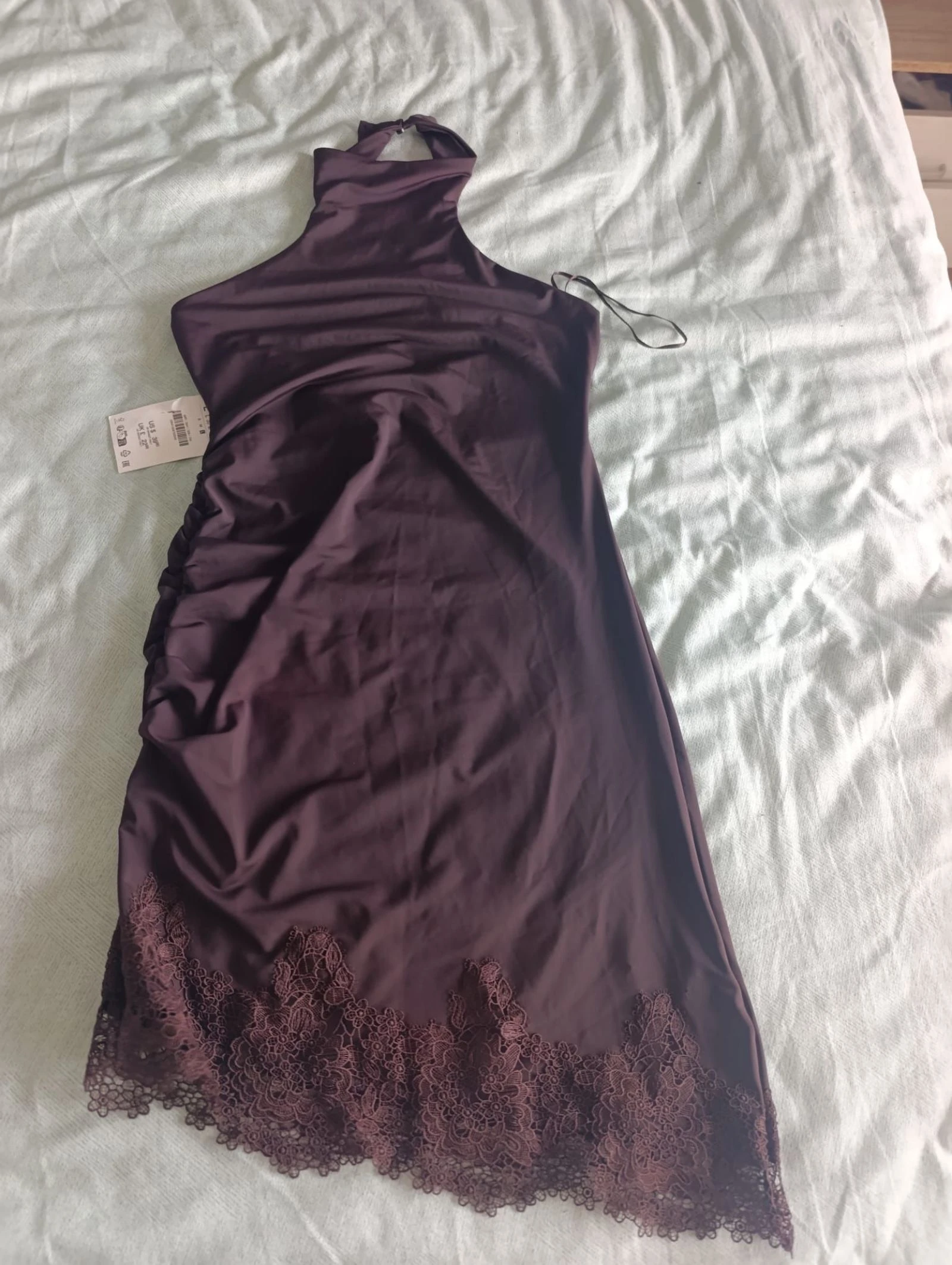 Sexy chocolate tie-neck Zara dress size L – photo 11
